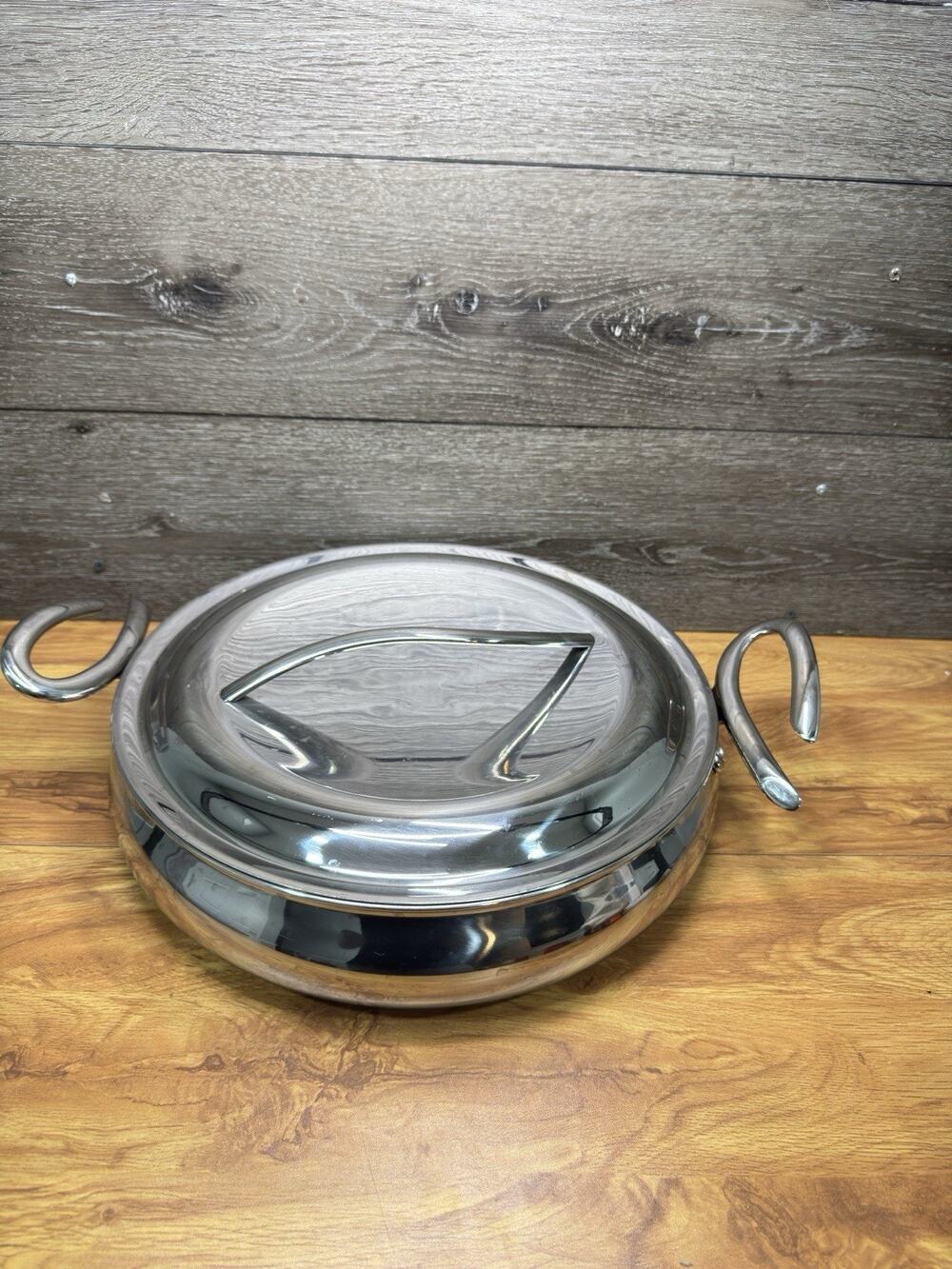 Nambé Gourmet CookServ Stainless Steel Round Saute Pan with Lid 8qt